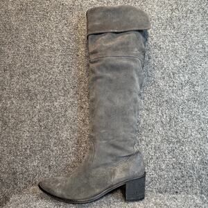 Report Signature Gray Suede Tall Over The Knee Foldover Boots Heel Women 8.5